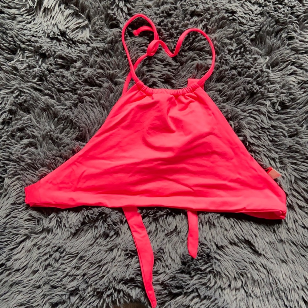 L*SPACE HOT PINK HALTER SWIM TOP